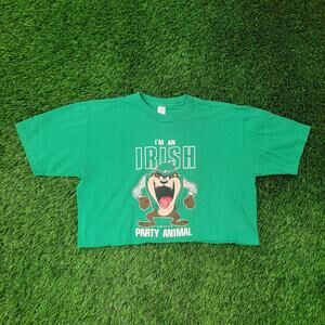 Vintage 1989 Warner-Bros Taz Shirt Women L 22x16 Irish Cropped
